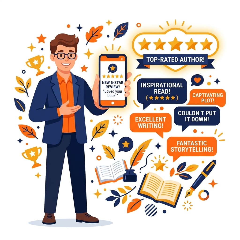 Happy authors review vector illustration